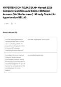 HYPERTENSION RELIAS EXAM Newest 2026 Complete Questions and Correct Detailed Answers &lpar;Verified Answers&rpar; &vert;Already Graded A&plus; hypertension RELIAS