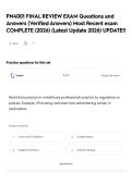 PN4001 FINAL REVIEW EXAM Questions and Answers &lpar;Verified Answers&rpar; Most Recent exam COMPLETE &lpar;2026&rpar; &lpar;Latest Update 2026&rpar; UPDATE&excl;&excl;
