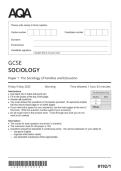 &period;Actual 2025 AQA GCSE SOCIOLOGY 8192&sol;1 Paper 1 The Sociology of Families and Education Question Paper &plus; Mark Scheme &plus; Insert