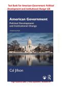 Test Bank with Verified Answers &ndash; American Government&colon; Political Development and Institutional Change &lpar;12th Edition&rpar; By Cal Jillson &vert; Chapter 1 Included &vert; Rated A&plus;