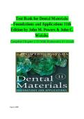 TEST BANK for Dental Materials&colon; Foundations and Applications&comma; 11th Edition by John M&period; Powers & John C&period; Wataha &mdash; Verified Questions & Detailed Rationales for Chapters 1&ndash;15 A&plus; &lpar;2025&sol;2026 Update&rpar;