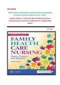 TEST BANK  FAMILY HEALTH CARE NURSING&colon; THEORY&comma; PRACTICE&comma; AND RESEARCH 8th Edition BY MELISSA ROBINSON&comma; PAUL S&period; SMITH Complete Chapters 1&ndash;19 Question Bank with NCLEX-Style Items&comma; Professional Issues Scenarios & Verified Answers &vert; Updated 2026 Version