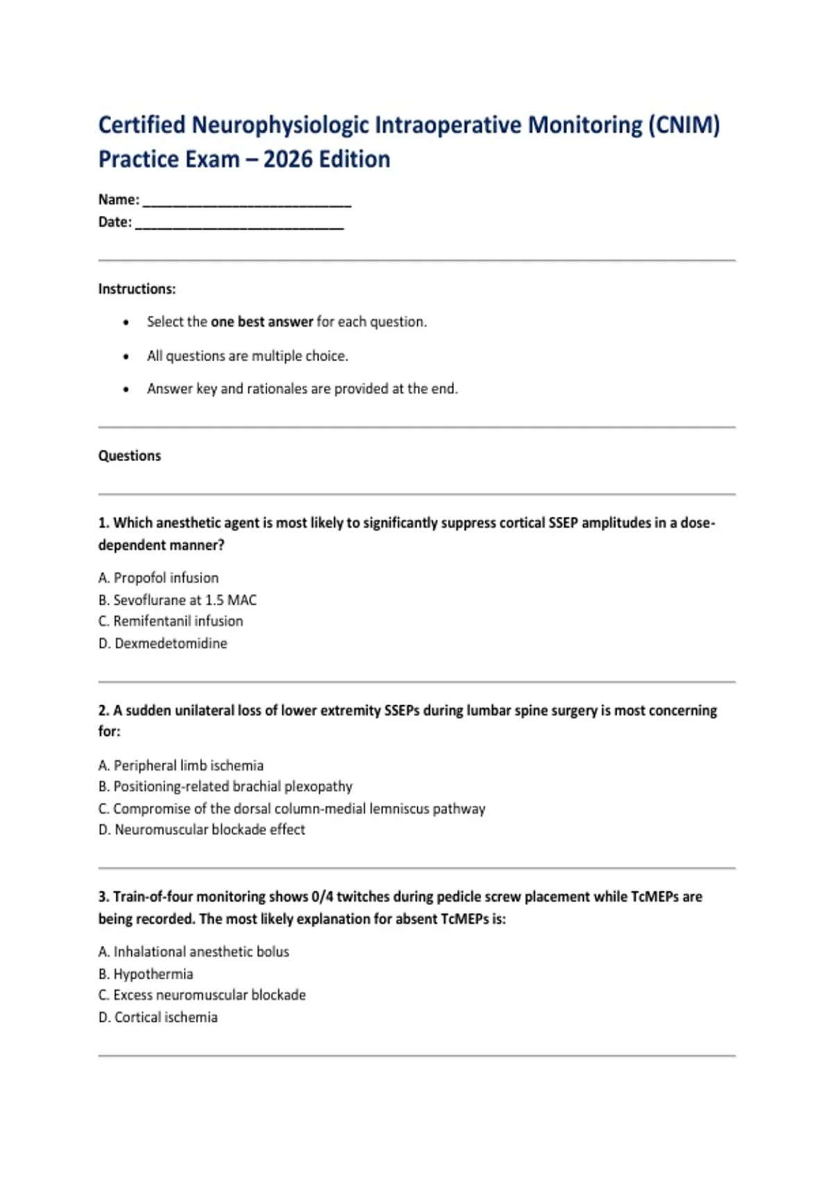 Certified Neurophysiologic Intraoperative Monitoring (CNIM) Practice ...