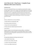 AAA Driver's Ed &ndash; Final Exam &ndash; Complete Exam Material with Correct Answers