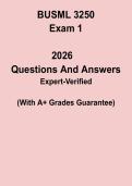 BUSML 3250 Exam 1 &ndash; Study Guide & Practice Questions PDF