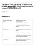 Therapeutic Crisis Intervention &lpar;TCI&rpar; Exam fully solved & updated 2026 &lpar;latest version verified for accuracy&rpar; &vert; 20252026 Latest&excl;&excl; 