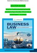 SOLUTION MANUAL Business Law&colon; Text & Exercises &lpar;MindTap Course List&rpar; 10th Edition by Roger LeRoy Miller&comma; William E&period; Hollowell Verified Chapters 1 - 43&comma; Complete