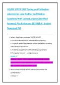 ISO&sol;IEC 17025 2017 Testing and Calibration  Laboratories Lead Auditor Certification  Questions With Correct Answers &lpar;Verified  Answers&rpar; Plus Rationales 2026 Q&A &vert; Instant  Download Pdf 