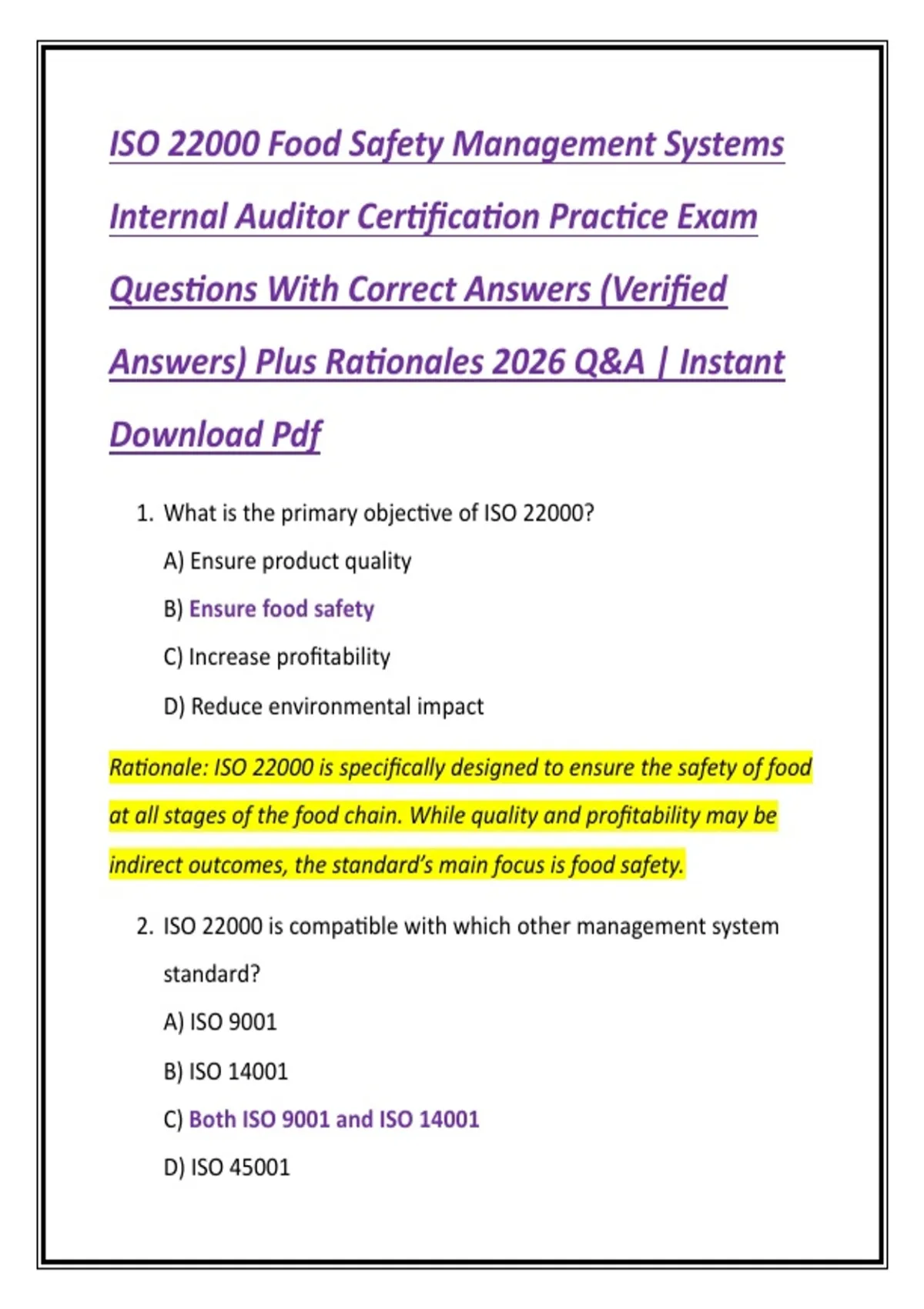 Bundle for ISO 22000 Food Safety Management Systems Lead Auditor ...