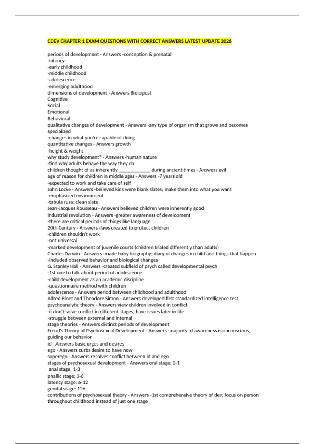 CDEV CHAPTER 1 EXAM QUESTIONS WITH CORRECT ANSWERS LATEST UPDATE 2026 ...
