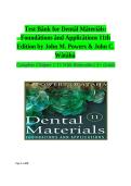 TEST BANK for Dental Materials&colon; Foundations and Applications&comma; 11th Edition by John M&period; Powers & John C&period; Wataha &mdash; Verified Questions & Answers for Chapters 1&ndash;15 A&plus; &lpar;2025&sol;2026 Updated&rpar;