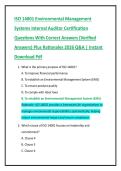 ISO 14001 Environmental Management  Systems Internal Auditor Certification  Questions With Correct Answers &lpar;Verified  Answers&rpar; Plus Rationales 2026 Q&A &vert; Instant  Download Pdf 
