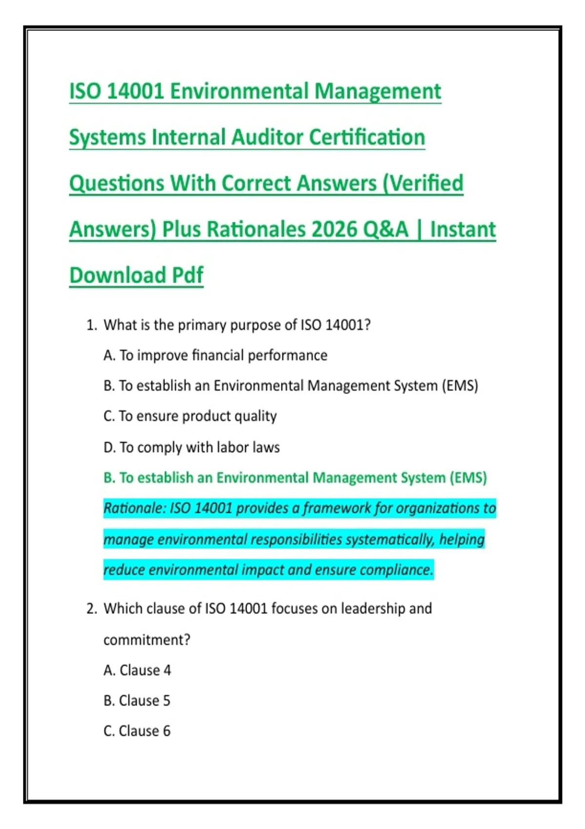 ISO 14001 Environmental Management Systems Internal Auditor ...