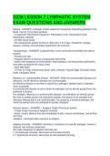 D236 LESSON 7 LYMPHATIC SYSTEM EXAM QUESTIONS AND ANSWERS