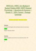 PSYC101 &sol; PSYC 101 Module 6&colon; &lpar;Latest Update 2026 &sol; 2027&rpar; General Psychology &vert; Questions & Answers &vert; Grade A &vert; 100&percnt; Correct - Portage Learning