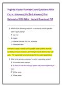 Virginia Master Plumber Exam Questions With  Correct Answers &lpar;Verified Answers&rpar; Plus  Rationales 2026 Q&A &vert; Instant Download Pdf 