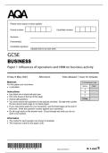 aqa gcse business paper 1 2025 exam &lpar; influences of operations  and hrm on business activity &rpar;
