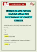 MICRO FINAL EXAM PORTAGE LEARNING ACTUAL 2026 QUESTIONS AND 100&percnt; CORRECT ANSWERS
