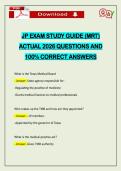 JP EXAM STUDY GUIDE &lpar;MRT&rpar; ACTUAL 2026 QUESTIONS AND 100&percnt; CORRECT ANSWERS