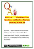 Final Exam Bio 111 ECPI 2026 &vert; 100&plus; Verified Q&A &vert; Cell Structure&comma; Hormones&comma; Nervous System&comma; Bones&comma; DNA&comma; Endocrine