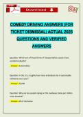 COMEDY DRIVING ANSWERS &lpar;FOR TICKET DISMISSAL&rpar; ACTUAL 2026 QUESTIONS AND VERIFIED ANSWERS