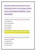 Microsoft Certified Azure Administrator &lpar;AZ 104&rpar; Questions With Correct Answers &lpar;Verified  Answers&rpar; Plus Rationales 2026 Q&A &vert; Instant  Download Pdf