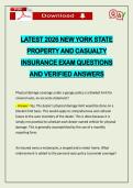 LATEST 2026 NEW YORK STATE PROPERTY AND CASUALTY INSURANCE EXAM QUESTIONS AND VERIFIED ANSWERS