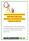 D664 WGU Learners and Learning Science 2026 &vert; 50&plus; Verified Q&A &vert; Developmental Theories&comma; Bloom&rsquo;s Taxonomy&comma; Cognitivism&comma; Metacognition