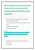 AWS Certified Cloud Practitioner Practice Exam  Questions With Correct Answers &lpar;Verified  Answers&rpar; Plus Rationales 2026 Q&A &vert; Instant  Download Pdf