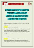 LATEST 2026 NEW YORK STATE PROPERTY AND CASUALTY LICENSING EXAM QUESTIONS AND VERIFIED ANSWERS