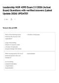 Leadership NUR 4590 Exam 2 &vert;&vert; 2026 &lpar;Actual Exam&rpar; Questions with verified Answers &lpar;Latest Update 2026&rpar; UPDATE&excl;&excl;