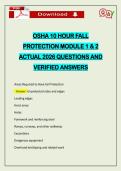 OSHA 10 HOUR FALL PROTECTION MODULE 1 & 2 ACTUAL 2026 QUESTIONS AND VERIFIED ANSWERS