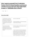 NHA&colon; Medical Assistant&lpar;CCMA&rpar; Certification Practice Test 2&period;0 A Exam Questions and Answers &lpar;Verified Answers&rpar; &vert;&vert;ACTUAL EXAM 2026 TEST&excl;&excl; Graded A&plus; &vert; 2025&vert;2026 EXAM UPDATE