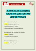 JP EXAM STUDY GUIDE &lpar;MRT&rpar; ACTUAL 2026 QUESTIONS AND VERIFIED ANSWERS