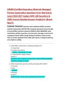 CHMM &lpar;Certified Hazardous Materials Manager&rpar;  Practice Examination Questions Form Real Exams  Latest 2026 2027 Update With 100 Questions &  100&percnt; Correct Detailed Answers Graded A&plus; &lpar;Brand  New&excl;&excl;&rpar;