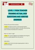 LEVEL 1 YOGA TEACHER TRAINING ACTUAL 2026 QUESTIONS AND VERIFIED ANSWERS