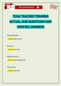 YOGA TEACHER TRAINING ACTUAL 2026 QUESTIONS AND VERIFIED ANSWERS