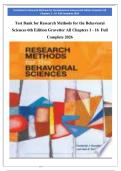 Test Bank for Research Methods for the Behavioral Sciences 6th Edition Gravetter All Chapters 1 - 16 Full Complete 2026&period;