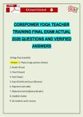 COREPOWER YOGA TEACHER TRAINING FINAL EXAM ACTUAL 2026 QUESTIONS AND VERIFIED ANSWERS