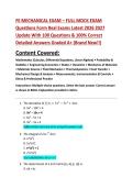 FE MECHANICAL EXAM &ndash; FULL MOCK EXAM  Questions Form Real Exams Latest 2026 2027  Update With 100 Questions & 100&percnt; Correct  Detailed Answers Graded A&plus; &lpar;Brand New&excl;&excl;&rpar;