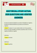 ASCP RECALL STUDY ACTUAL 2026 QUESTIONS AND VERIFIED ANSWERS