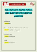 MLS ASCP EXAM RECALL ACTUAL 2026 QUESTIONS AND VERIFIED ANSWERS