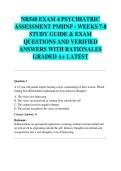 NR548 EXAM 4 PSYCHIATRIC  ASSESSMENT PMHNP - WEEKS 7-8  STUDY GUIDE & EXAM  QUESTIONS AND VERIFIED  ANSWERS WITH RATIONALES  GRADED A&plus; LATEST