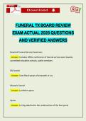 FUNERAL TX BOARD REVIEW EXAM ACTUAL 2026 QUESTIONS AND VERIFIED ANSWERS