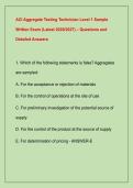 ACI Aggregate Testing Technician Level 1 Sample  Written Exam &lpar;Latest 2026&sol;2027&rpar; &ndash; Questions and  Detailed Answers