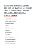 FE CIVIL EXAM PRACTICE TEST &lpar;MOCK&rpar;  2026-2027- 100- QUESTIONS AND CORRECT  DETAILED ANSWERS QUESTIONS FROM  REAL EXAMS ALREADY GRADED A&plus;