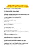ARIZONA PERMIT TEST 2021 EXAM QUESTIONS WITH VERIFIED ANSWERS