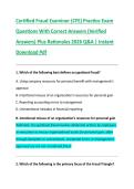Certified Fraud Examiner &lpar;CFE&rpar; Practice Exam  Questions With Correct Answers &lpar;Verified  Answers&rpar; Plus Rationales 2026 Q&A &vert; Instant  Download Pdf