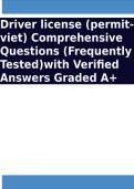 Driver license &lpar;permit-viet&rpar; Comprehensive Questions &lpar;Frequently Tested&rpar;with Verified Answers Graded A&plus;
