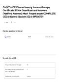 ONS&sol;ONCC Chemotherapy Immunotherapy Certificate EXAM Questions and Answers &lpar;Verified Answers&rpar; Most Recent exam COMPLETE &lpar;2026&rpar; &lpar;Latest Update 2026&rpar; UPDATE&excl;&excl;